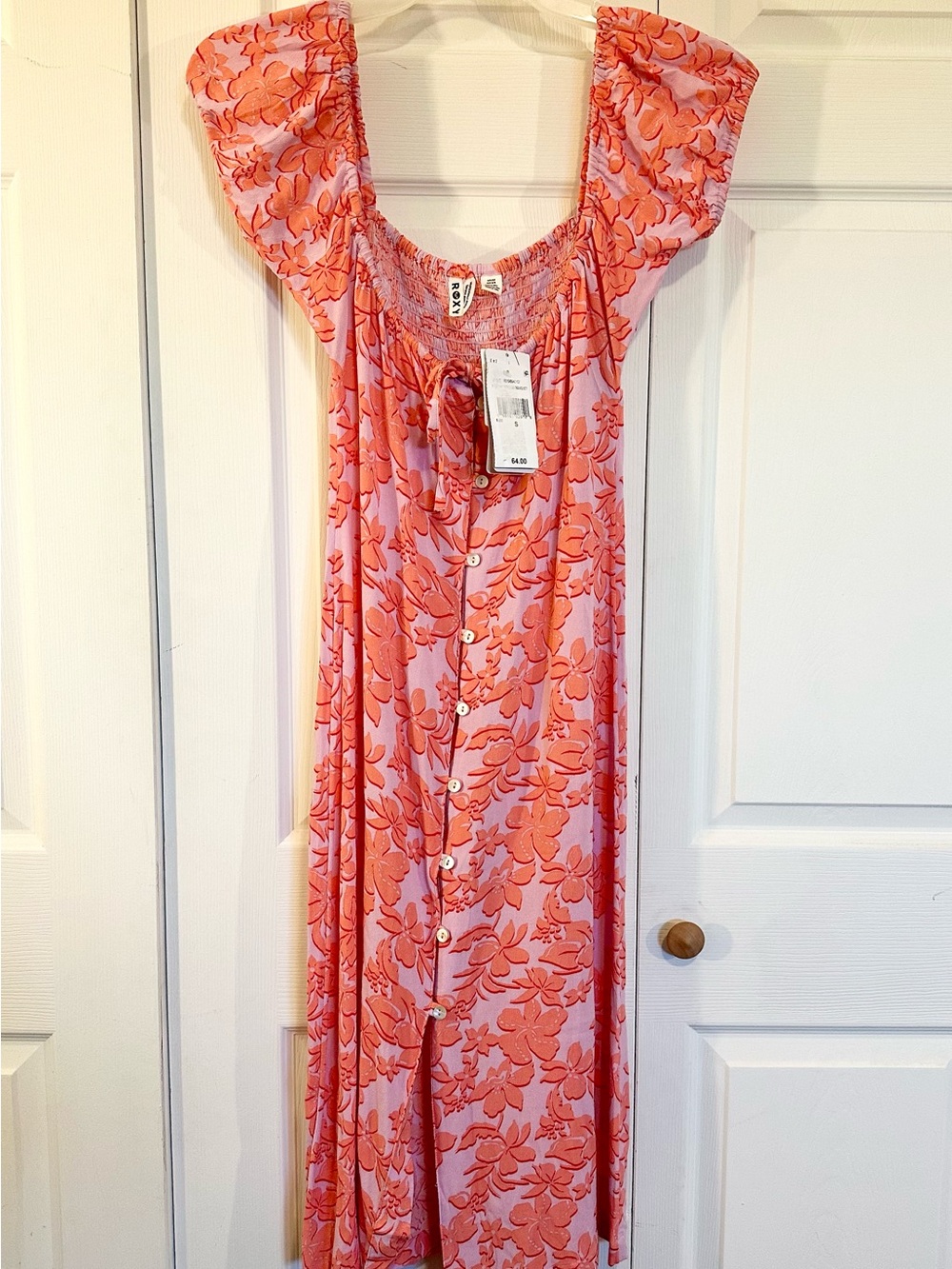 Roxy Pink and Coral Floral Maxi Dress
